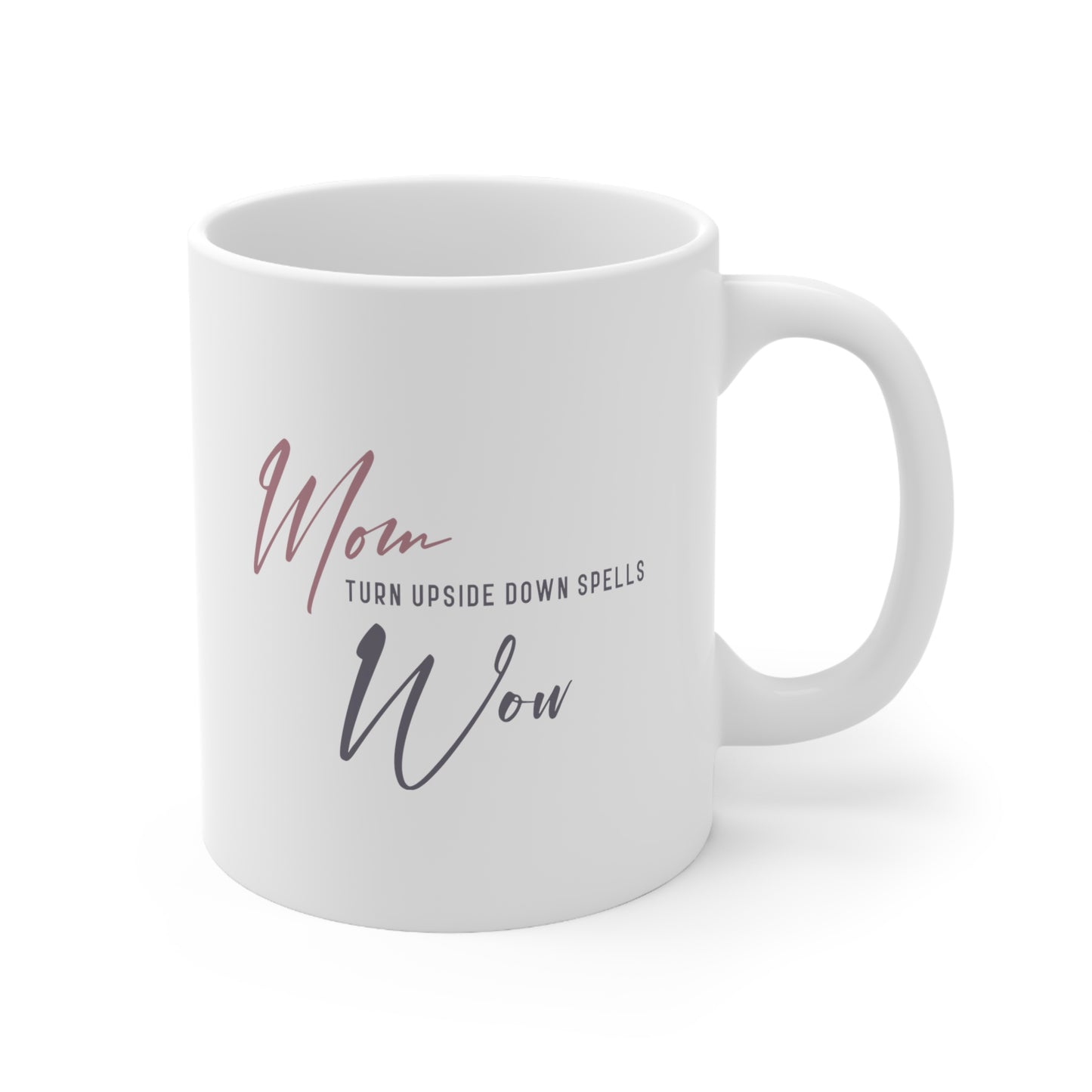 "MOM Turn Upside Down Spells WOW" mug