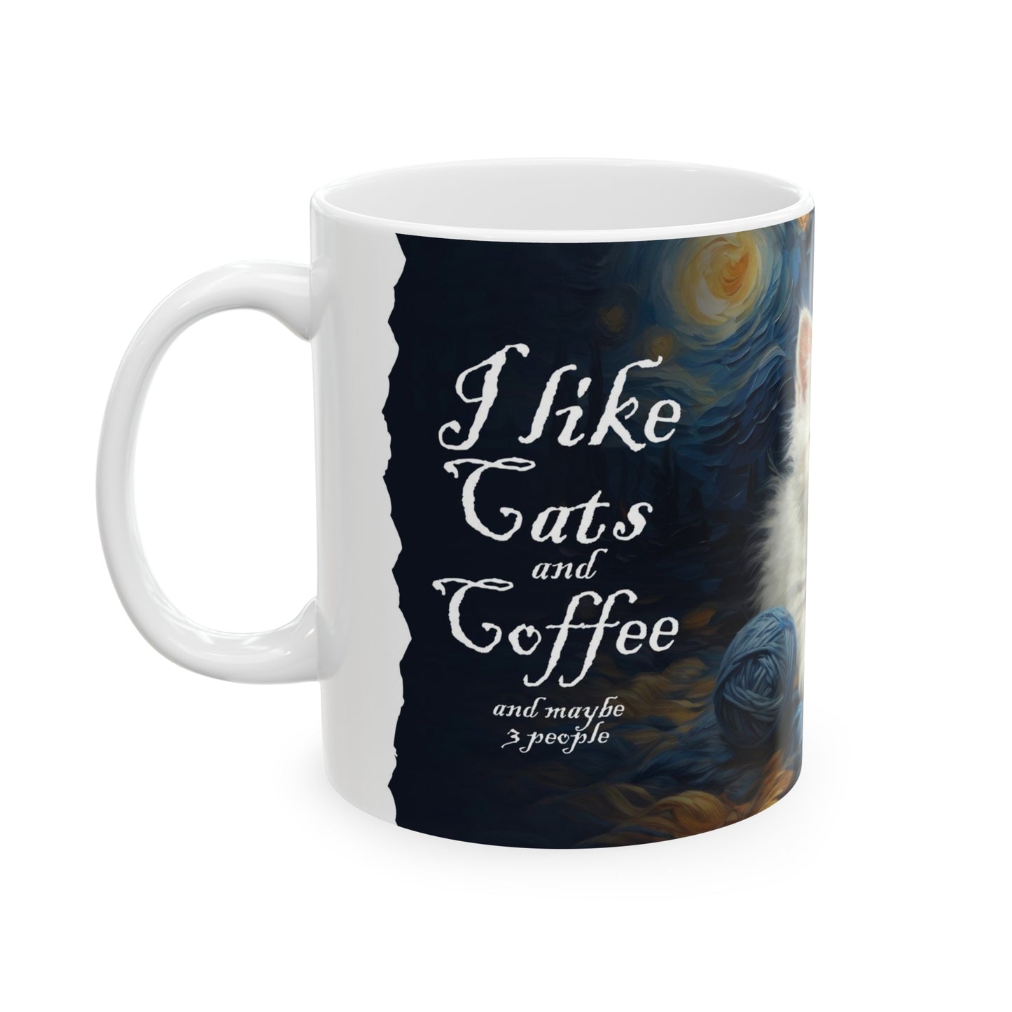 "I like Cats and Coffee and maybe 3 people" mug