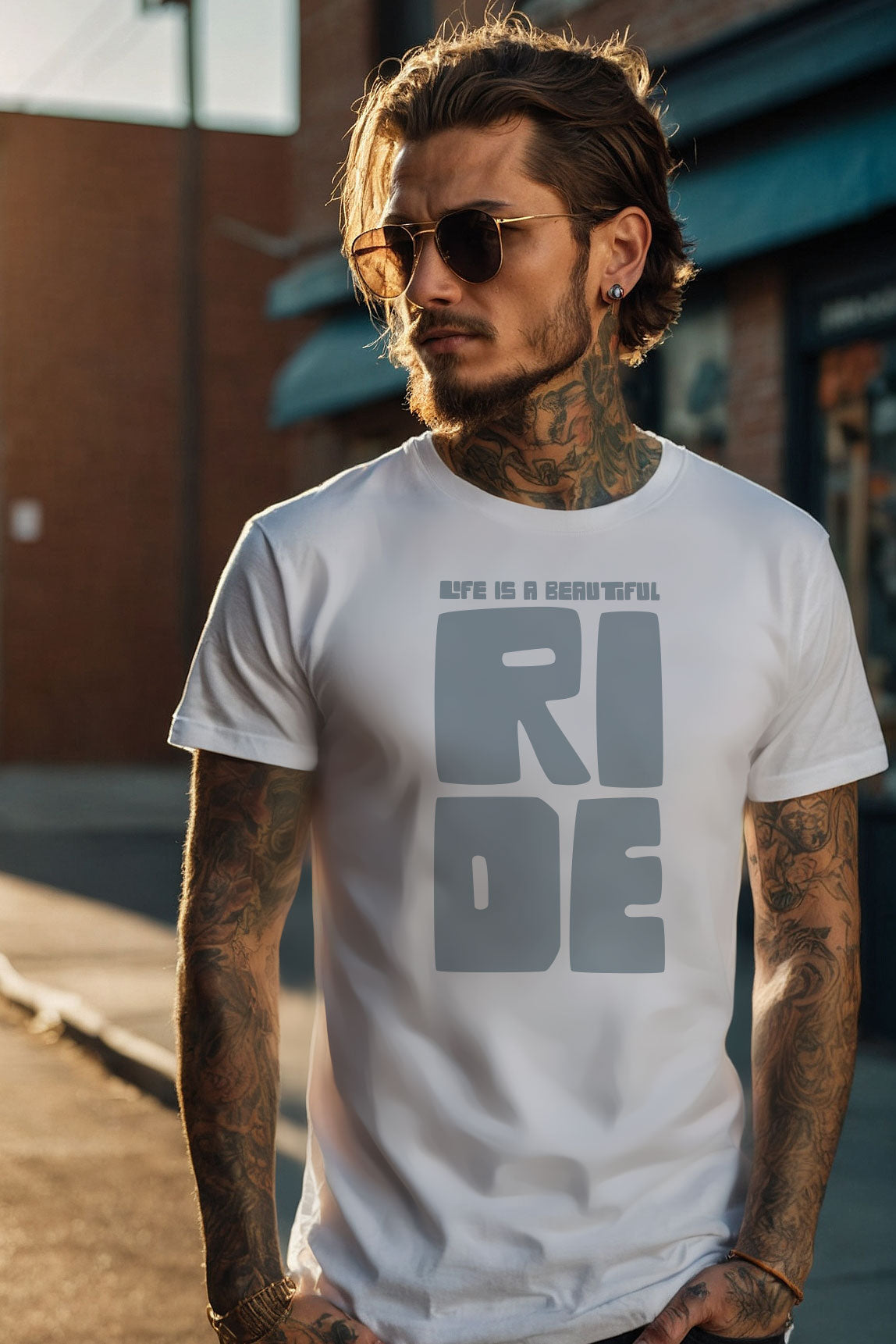 "Life is a beautiful ride" T-shirt – a perfect ode to the joy and freedom of biking.