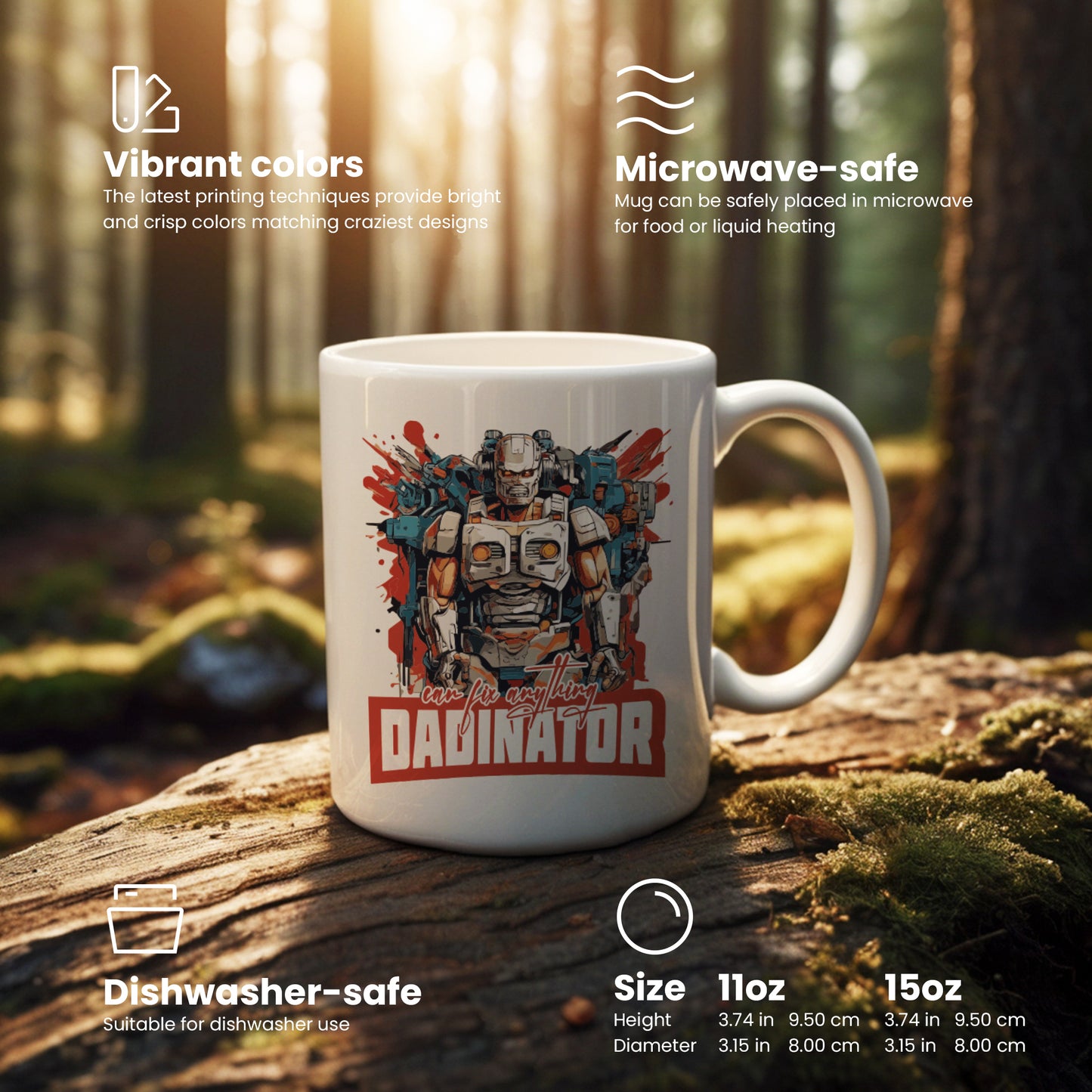 "DADINATOR. Can fix anything" Mug