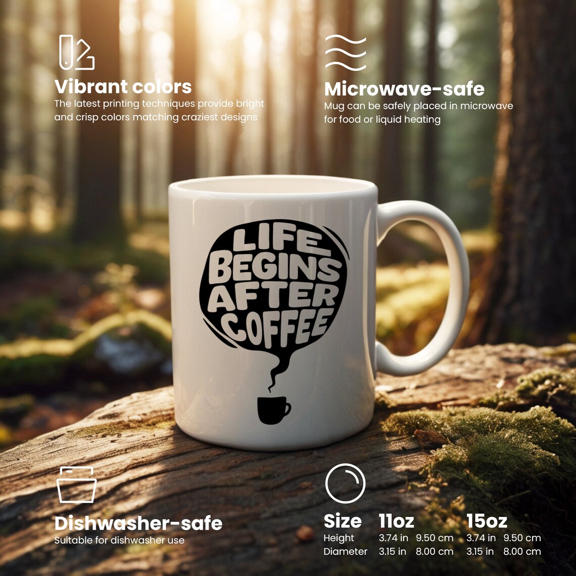 "Life Begins After Coffee" mug