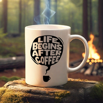 "Life Begins After Coffee" mug