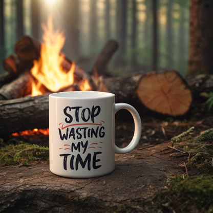 "STOP wasting my time" mug